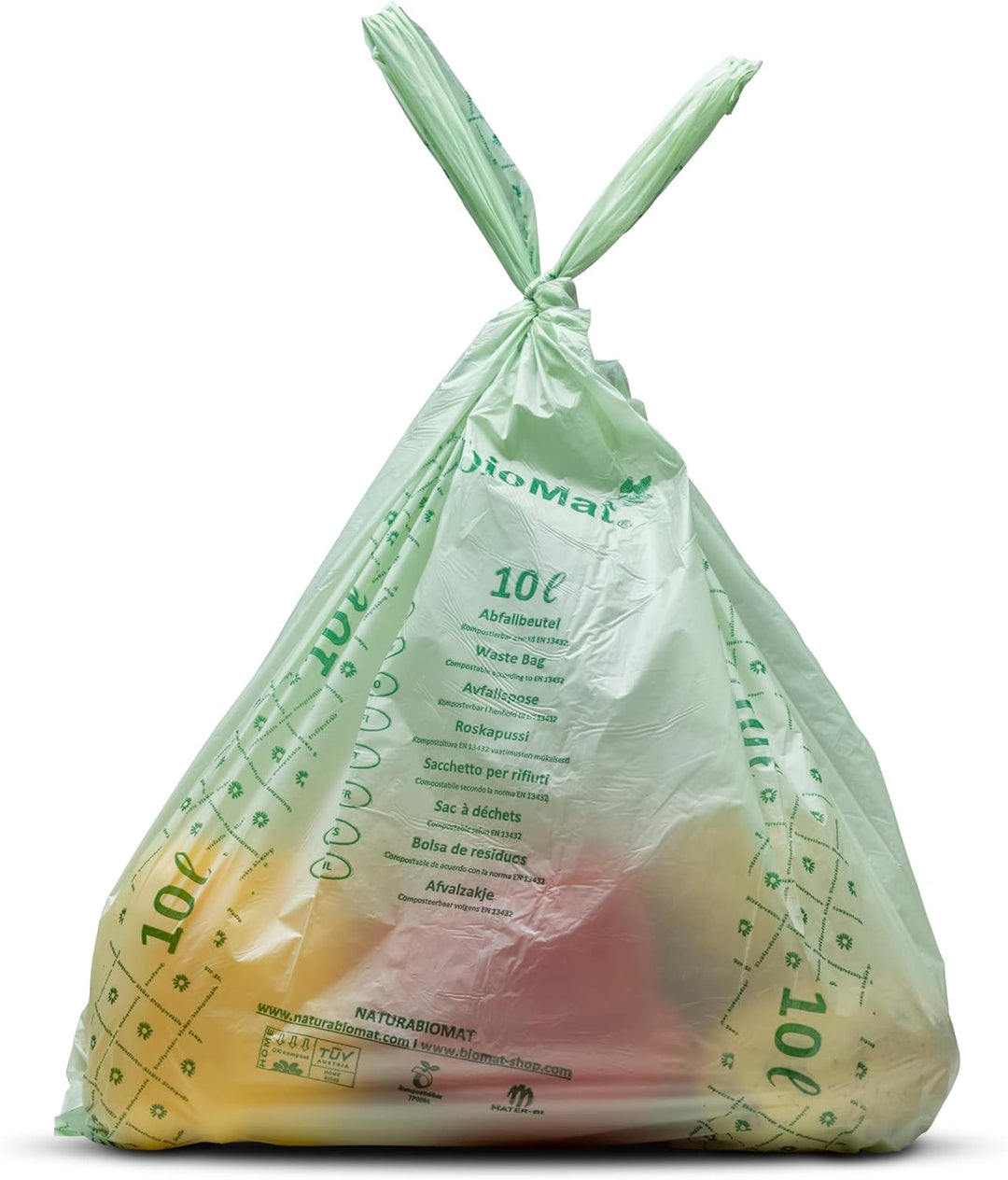 bioMat AirBox® Biomülleimer für die Küche, inkl. 10l kompostierbare Biobeutel (52 STK. mit Henkel),