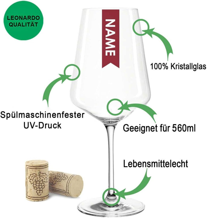 Leonardo Puccini Weinglas mit Gravur - Elegant Design - Personalisiert & mit Name - Geschenk zum Geb