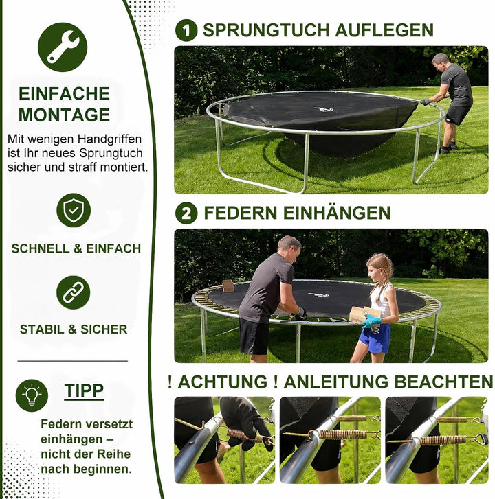 Trampolin Sprungtuch, Sprungmatte – erhältlich in vielen Grössen | Ersatzmatte, Sprungnetz, Matte re