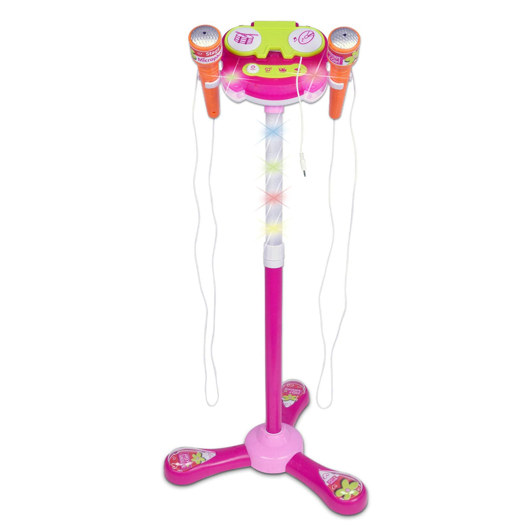 Bontempi 40 1471 TwinStage Mic-Doppeltes Bühnenmikrofon mit MP3-Anschluss für atemberaubende Perform