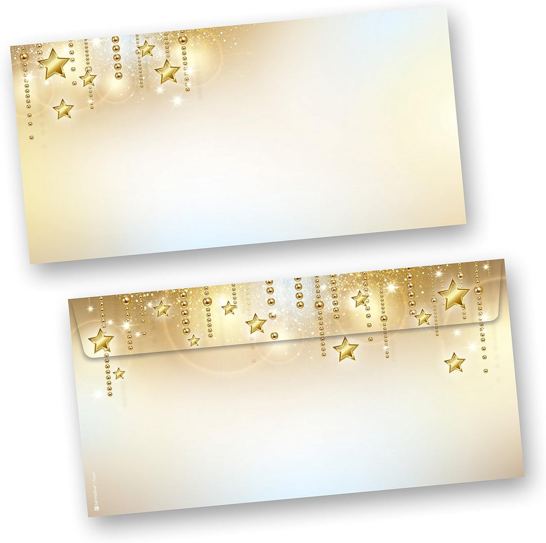 Briefpapier Weihnachten Set STARDREAMS (25 Sets ohne Fenster) DIN A4 90g Weihnachtsbriefpapier mit U