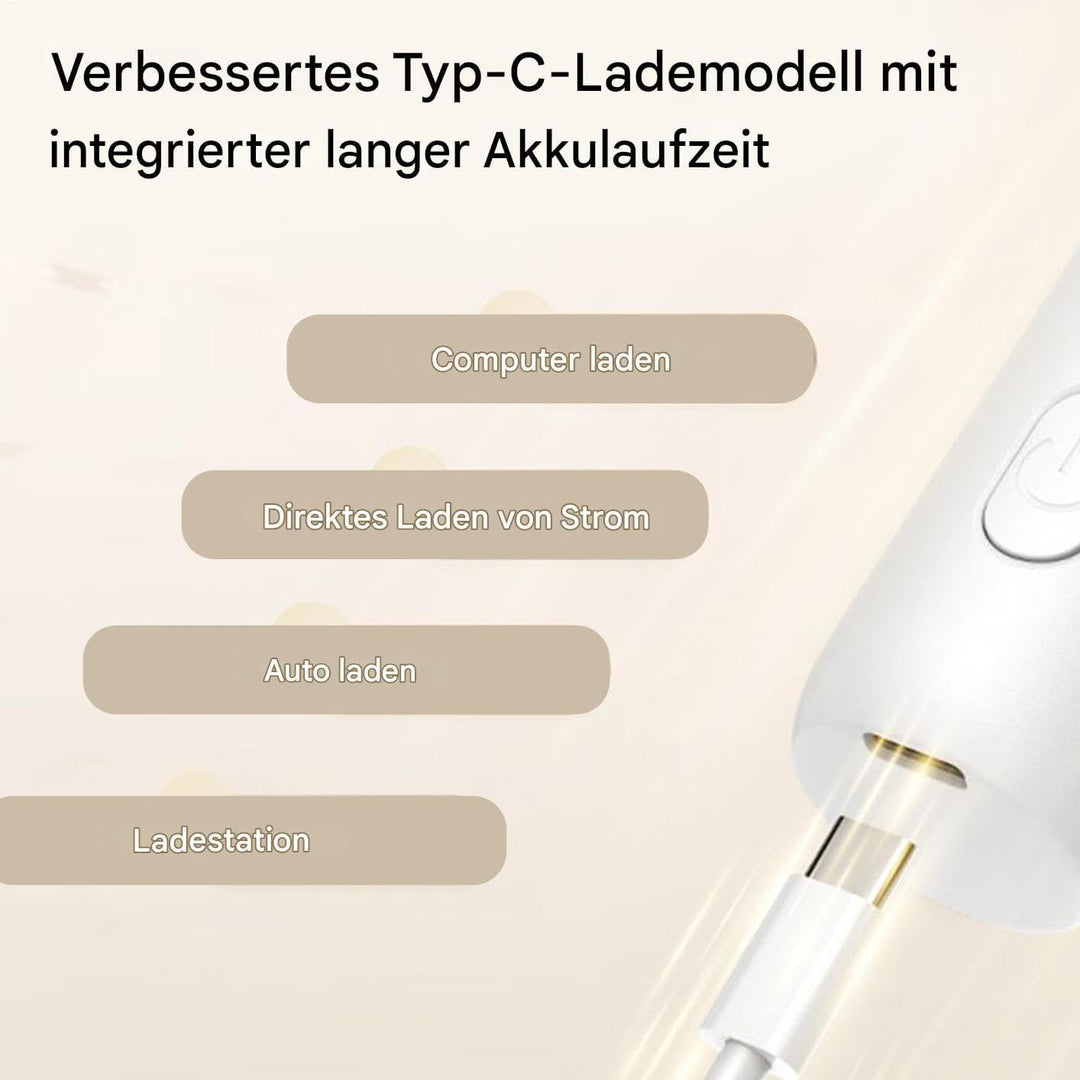 Elektrischer Milchaufschäumer Tragbar, einstellbare Geschwindigkeit,