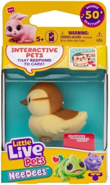Lil' Needees Elchspielzeug kleine lebende Haustiere interaktive Taschentiere mit Geräuschen und Reak