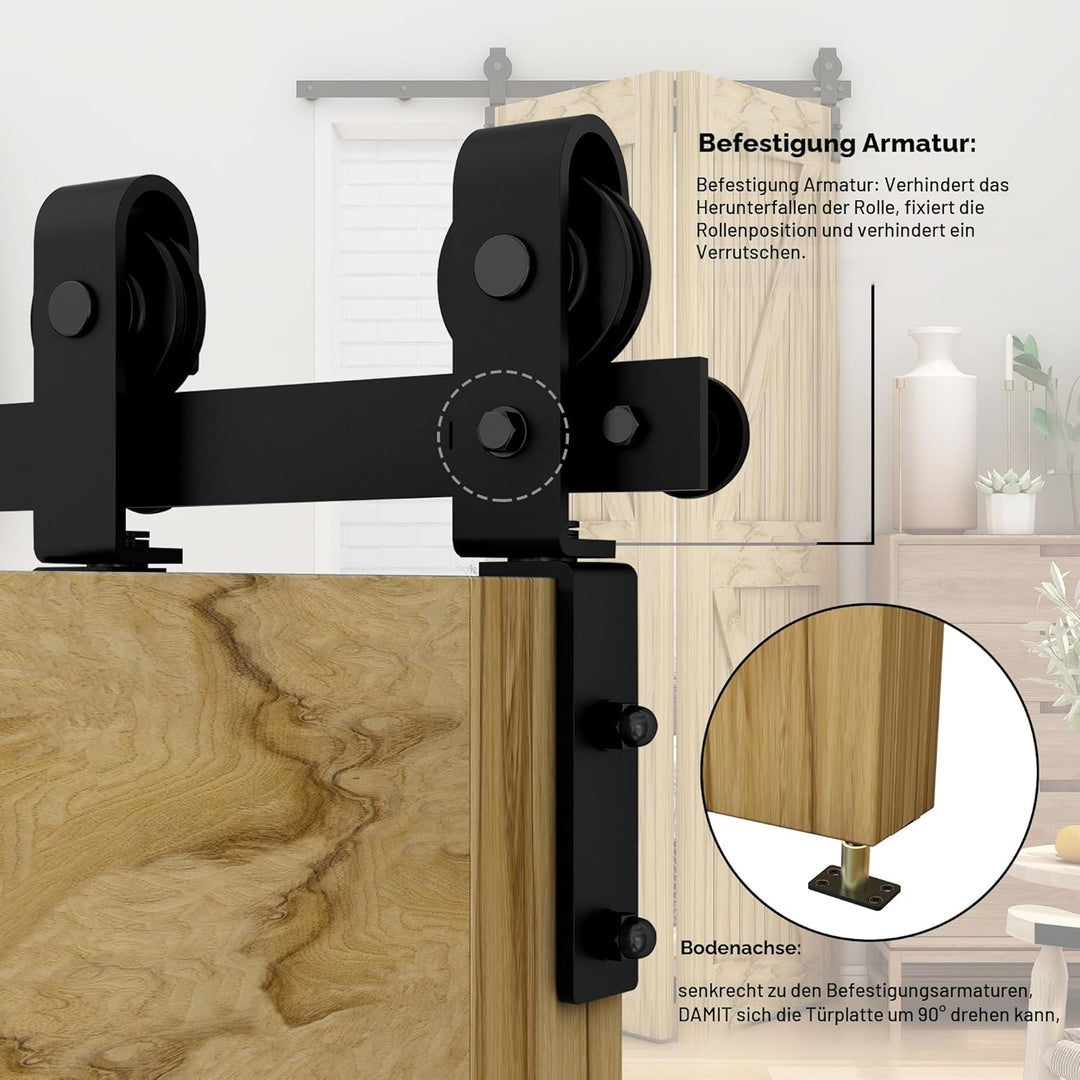 QINAIXQM 76,2 cm / 2,5 FT Bi-Faltschiebetür-Hardware-Kit Schrankschienenrollenzubehör anwendbar für