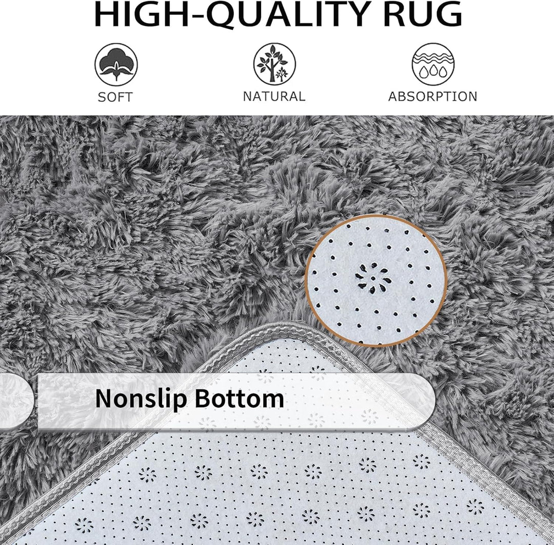 Teppich Grau Flauschig,Hochflor Teppich Wohnzimmer,Weicher Tepich Schlafzimmer,Flauschiger Teppiche
