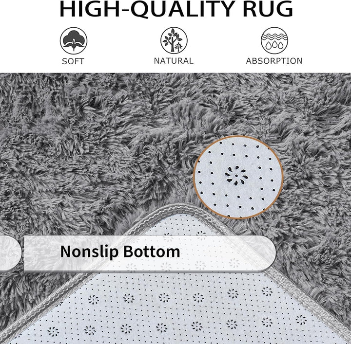 Teppich Grau Flauschig,Hochflor Teppich Wohnzimmer,Weicher Tepich Schlafzimmer,Flauschiger Teppiche