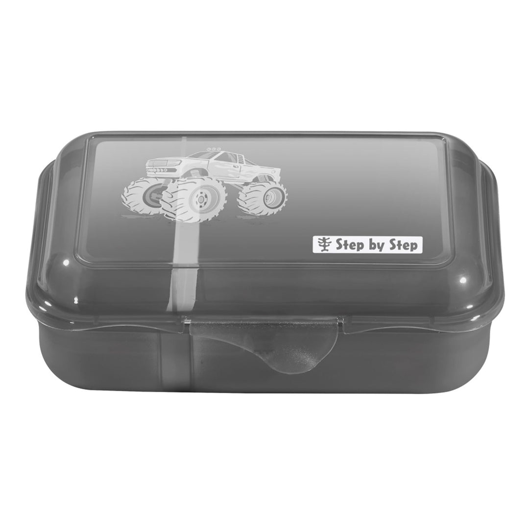 Step by Step Lunchbox "Monster Truck Rocky", Schwarz, mit Trennwand und Klickverschluss, spülmaschin