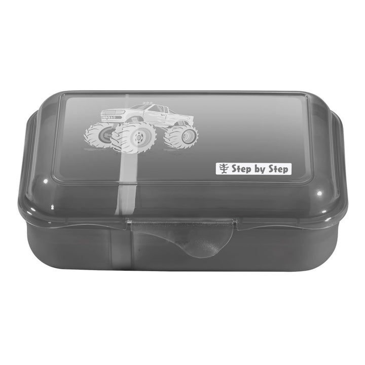 Step by Step Lunchbox "Monster Truck Rocky", Schwarz, mit Trennwand und Klickverschluss, spülmaschin