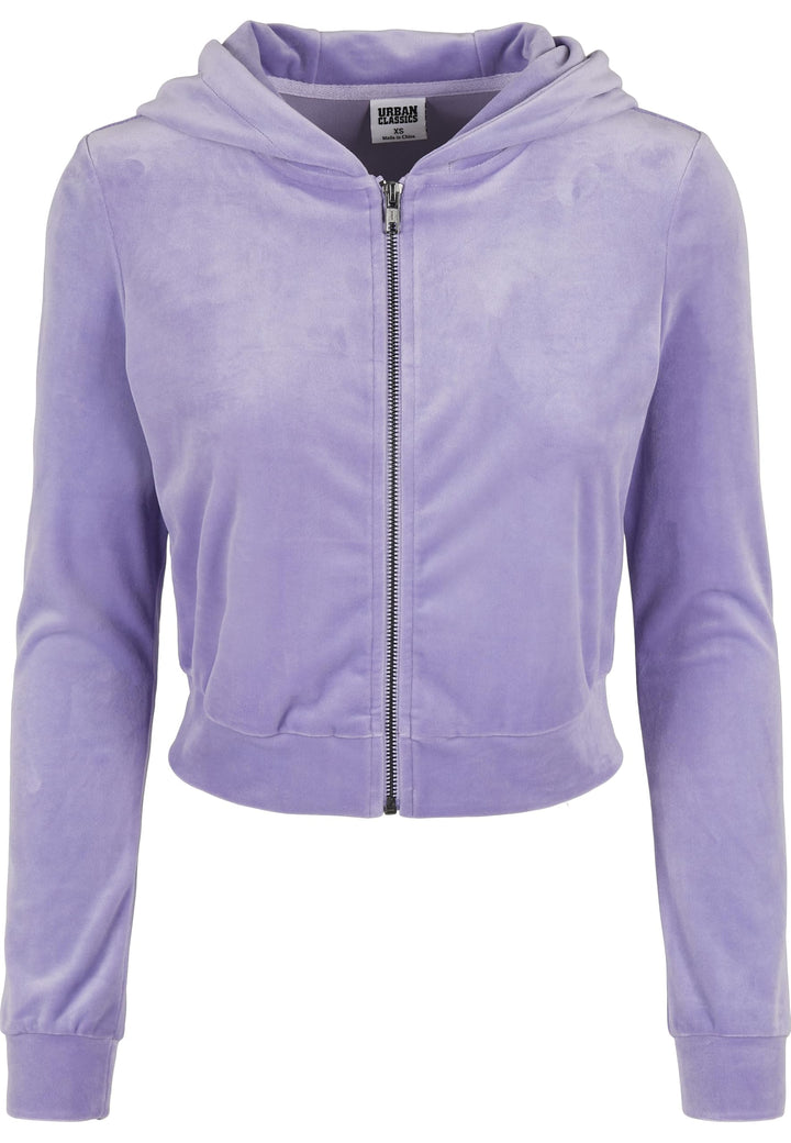 Urban Classics Damen Ladies Short Velvet Zip Hoody XL Lavender, XL Lavender