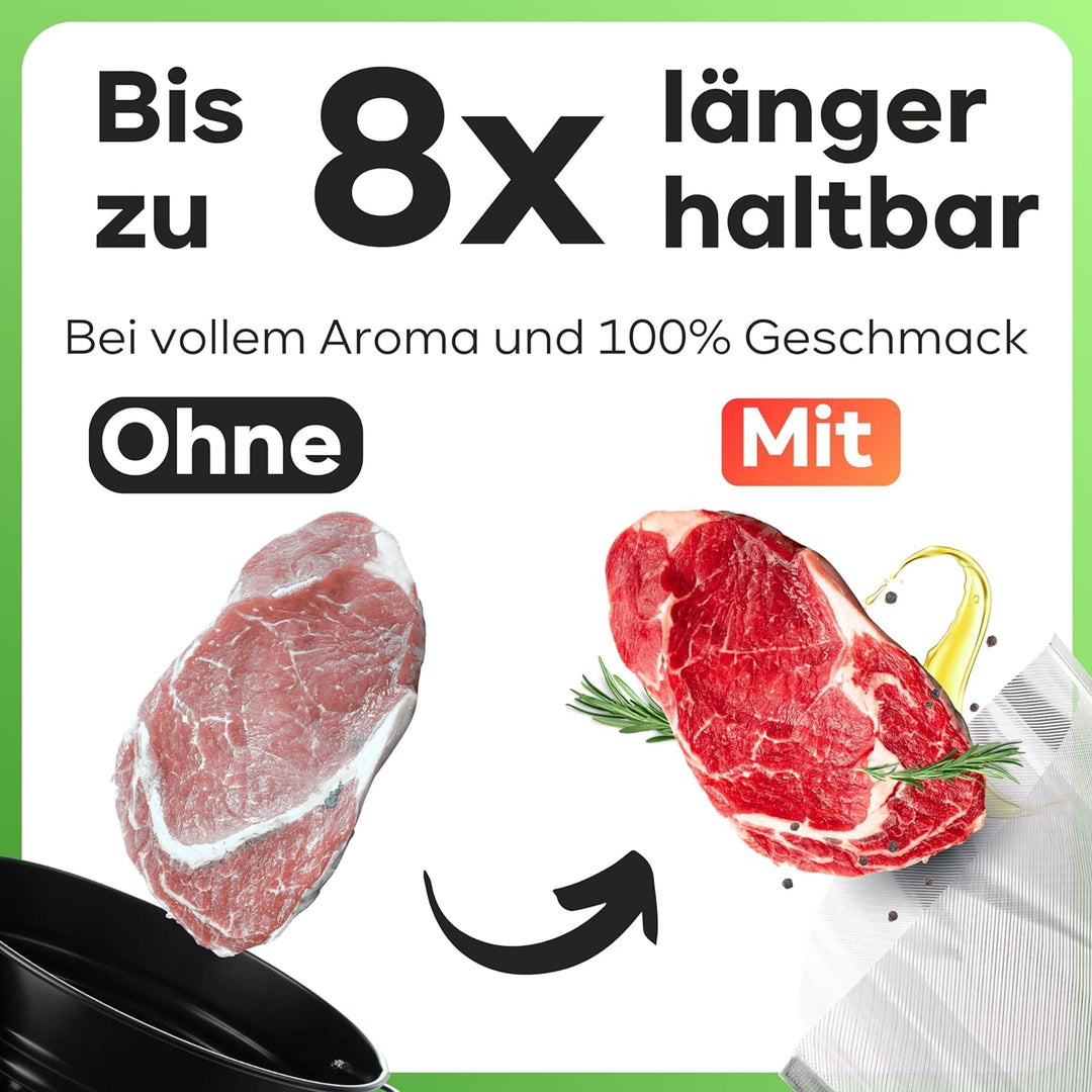 Profi Cook PC-VK 1080 Edelstahl-Vakuumiergerät, Vakuumierer, Lebensmittel bleiben vakuumiert bis zu