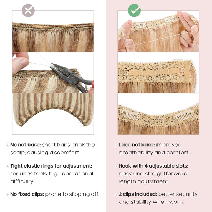 Extensions Echthaar mit transparenter Schnur, Silk-co Wire in Extensions Goldenbraun mix Bleichblond