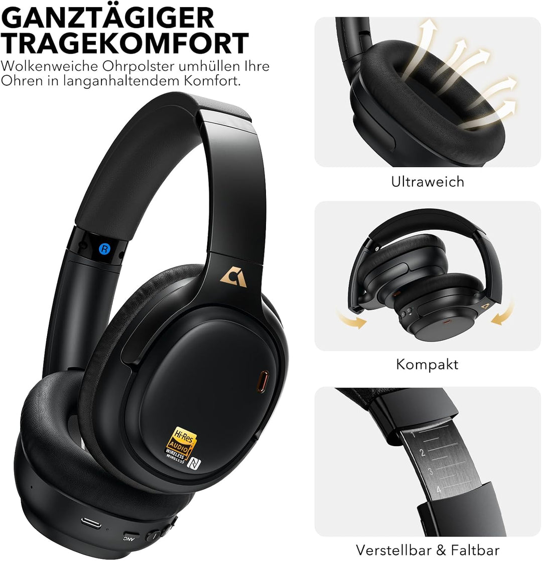 1Mii AI E700 Kabellose Bluetooth Over-Ear-Kopfhörer mit Active Noise Cancelling, Hi-Res Audio LDAC/a