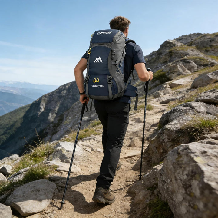 flintronic Wanderrucksack Herren Damen 50L, Outdoor Rucksack Trekkingrucksack, Leichter Wasserdichte