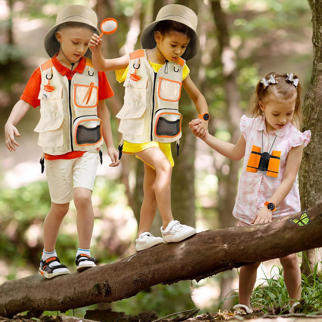 Forscherset für Kinder, Exploration Spielzeug mit Weste, Hut, Rucksack und Kindern Fernglas, Kindern