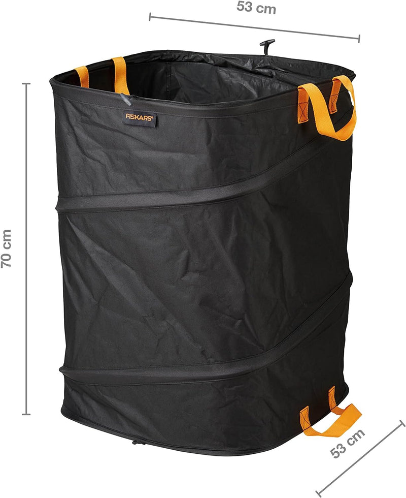 Fiskars PopUp-Gartensack mit Griffen, Platzsparend faltbar, Fassungsvermögen: 175 L, Höhe: 70 cm, Br