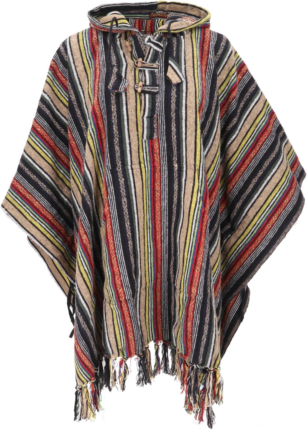 GURU SHOP Poncho Hippie Chic, Ethno Poncho, Andenponcho, Herren/Damen, Blau, Baumwolle, Size:One Siz