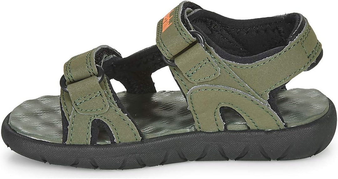 Timberland Unisex Kinder Perkins Row 2-Strap (Youth) Sandalen 23 EU Grün Dark Green With Orange, 23