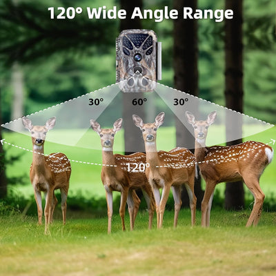 BlazeVideo 4K 32MP Wildkamera mit Bewegungsmelder Nachtsicht, 120° Weitwinkel Nachsichtkamera, 0,1s