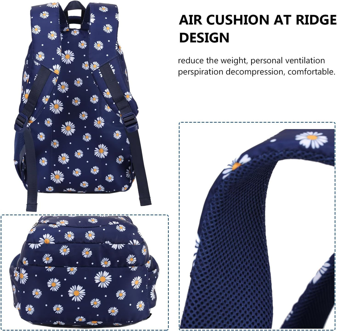 Schulrucksack Mädchen Teenager Damen Schultasche Rucksack Set Gänseblümchen Schulranzen für Mädchen
