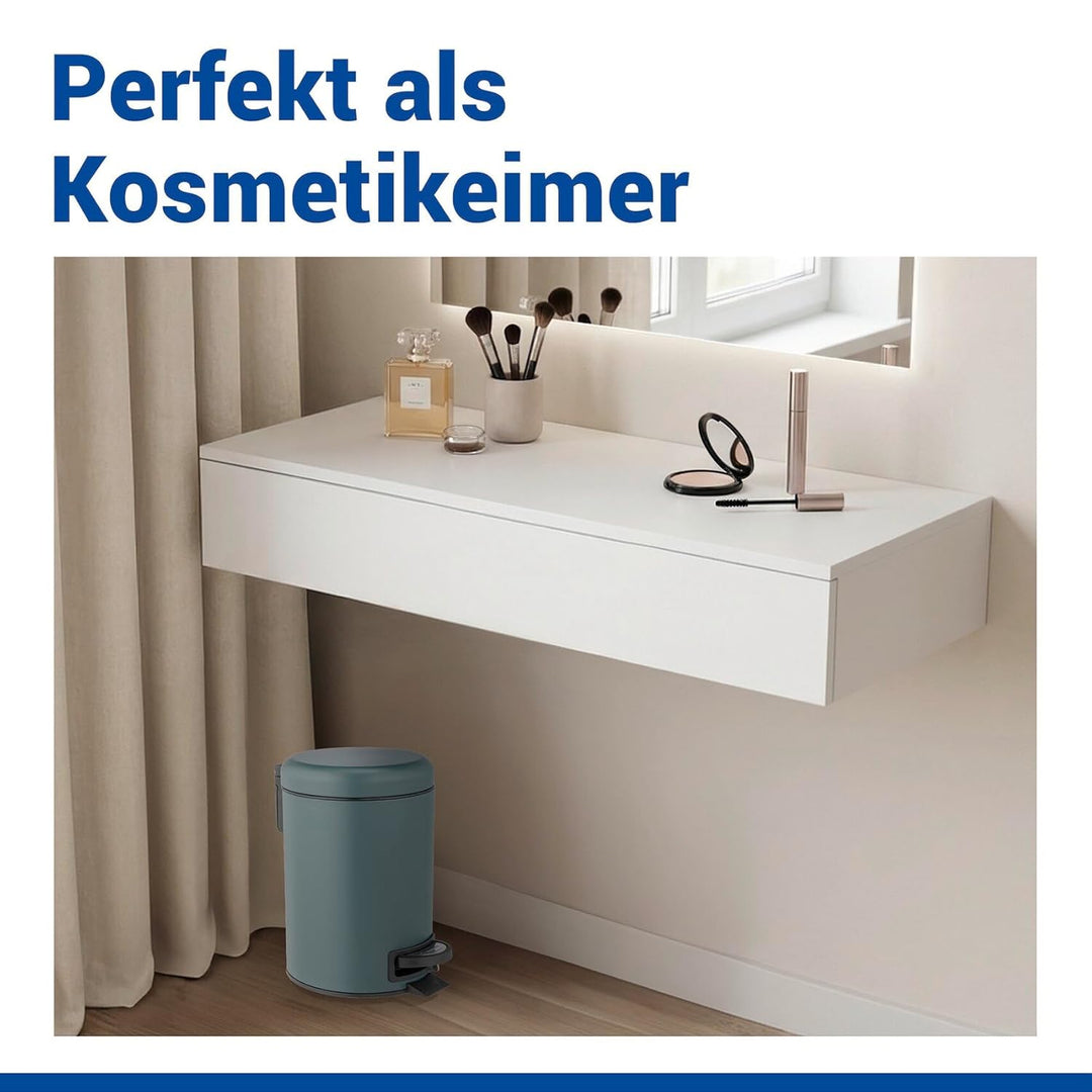 WENKO Kosmetikeimer 3 Liter, Stahl, herausnehmbarer Inneneimer mit Müllbeutelhalter, Mülleimer fürs