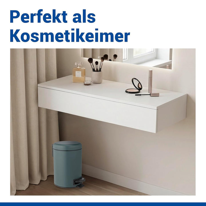 WENKO Kosmetikeimer 3 Liter, Stahl, herausnehmbarer Inneneimer mit Müllbeutelhalter, Mülleimer fürs