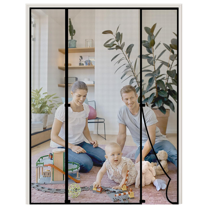 HooTown Magnet Fliegengitter Tür,130 x 212cm Fliegengitter Doppeltür | Automatisches,Ohne Bohren,4cm