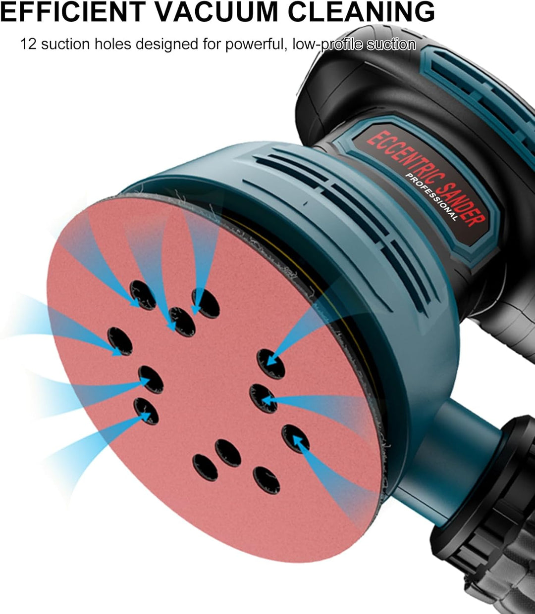 125 mm elektrischer Exzenterschleifer 300W, 6 Gang Polierschleifmaschine für Holzbearbeitung mit 10