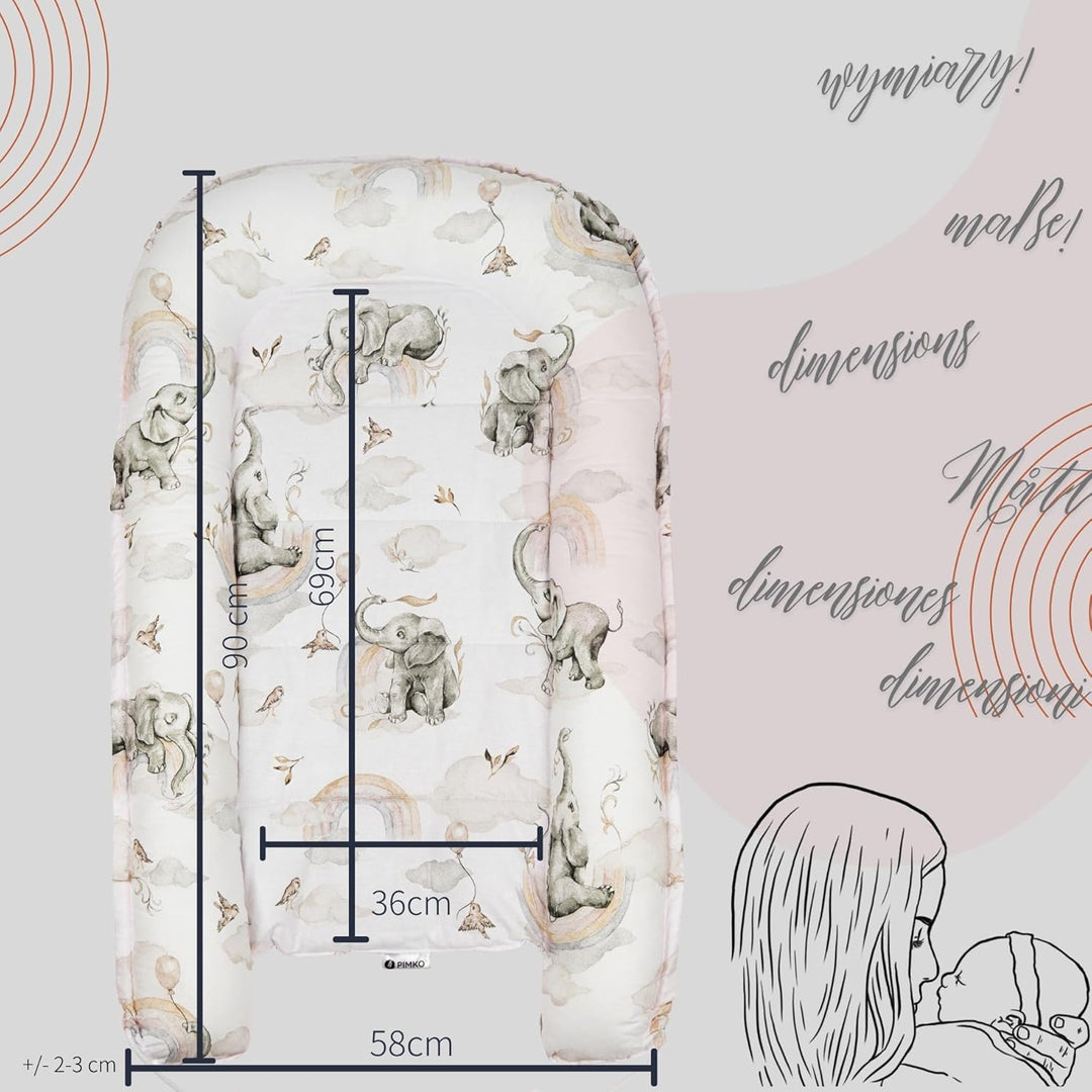 PIMKO Pink Babynest Babynestchen für Baby Kuschelnest 2-seitig Babykokon für Säuglinge und Neugebore