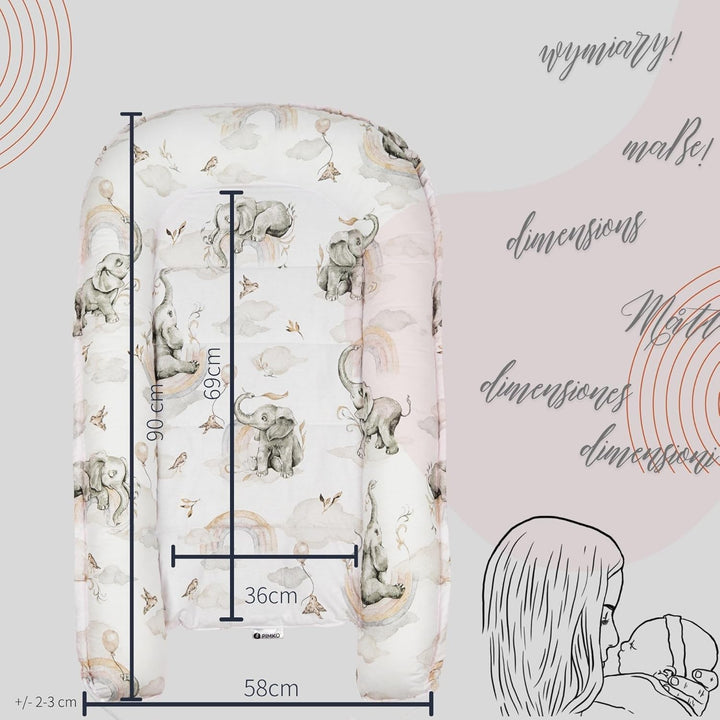 PIMKO Pink Babynest Babynestchen für Baby Kuschelnest 2-seitig Babykokon für Säuglinge und Neugebore