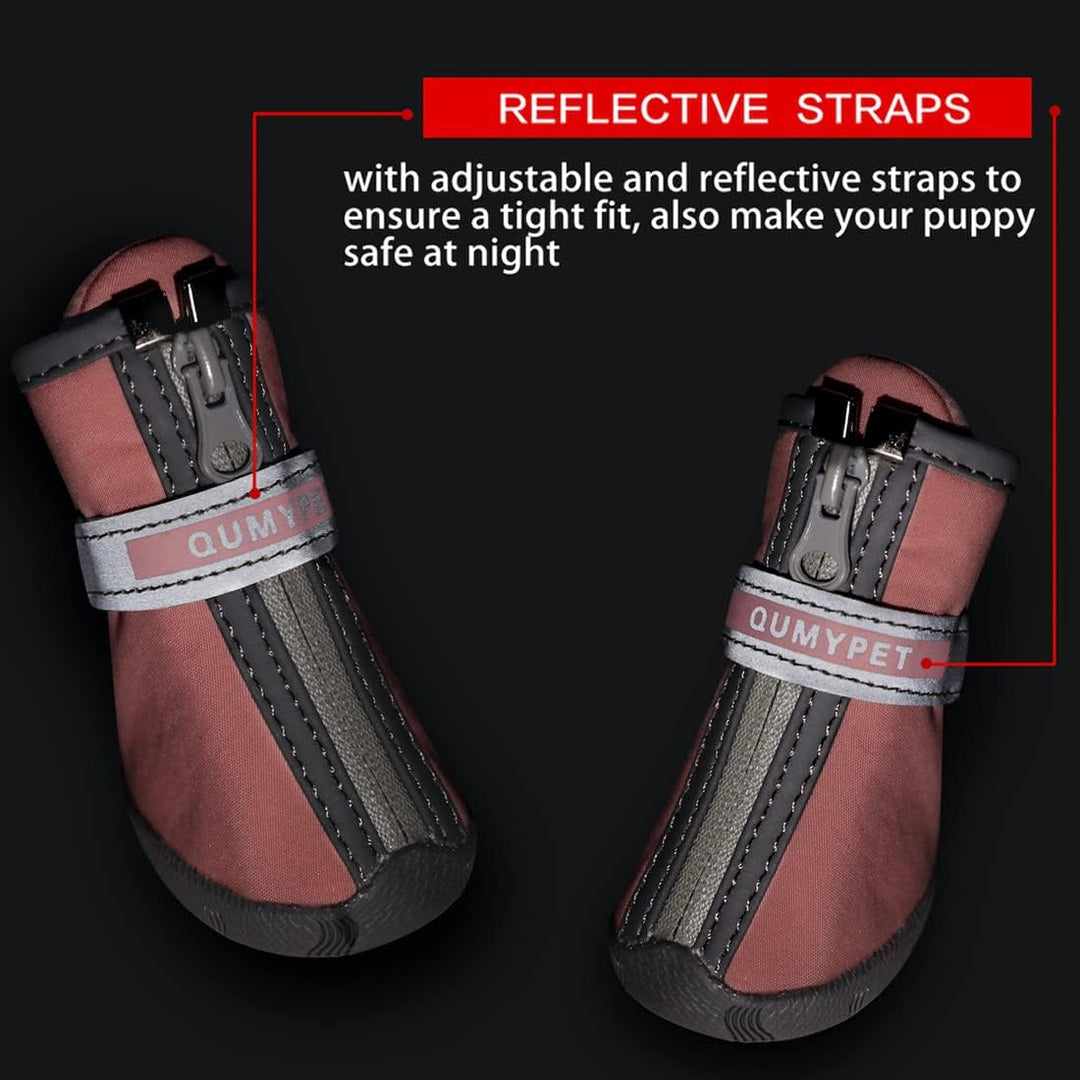 QUMY Kleine Hundestiefel, wasserdicht, Regen, Winter, Schneeschuhe für Welpen, Hunde, mit reflektier
