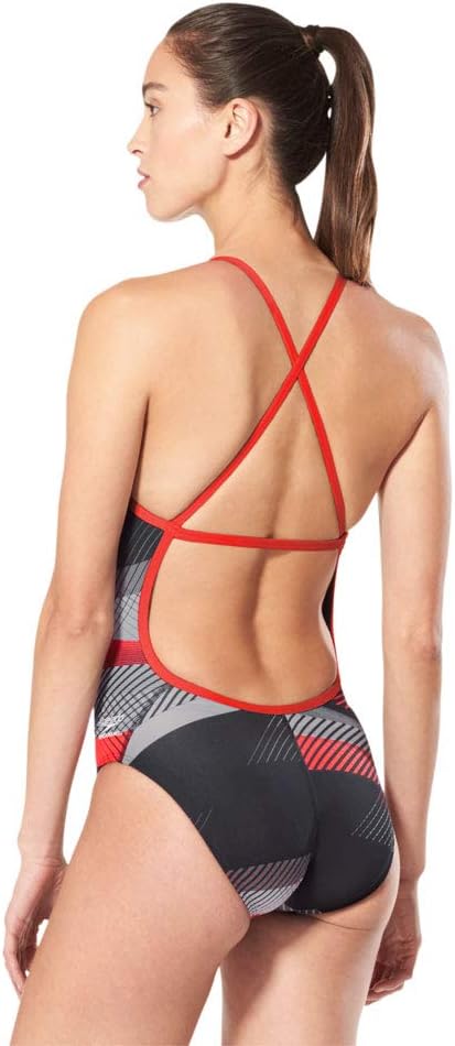 Speedo Damen Badeanzug Einteiler Endurance+ Kreuz Rücken Gedruckt Erwachsene Team Farben Badeanzug 2