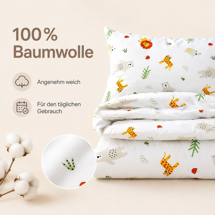 various Wendbare Babybettwäsche-Sets (60 x 120 cm), 100% Baumwolle, bestehend aus Bettbezug und Kiss