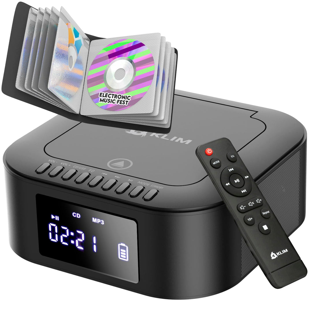 KLIM Boombox E1 Radio mit CD Player - CD-Hülle - BASS Boost mit Tieftöner - FM Radio, MP3, Bluetooth