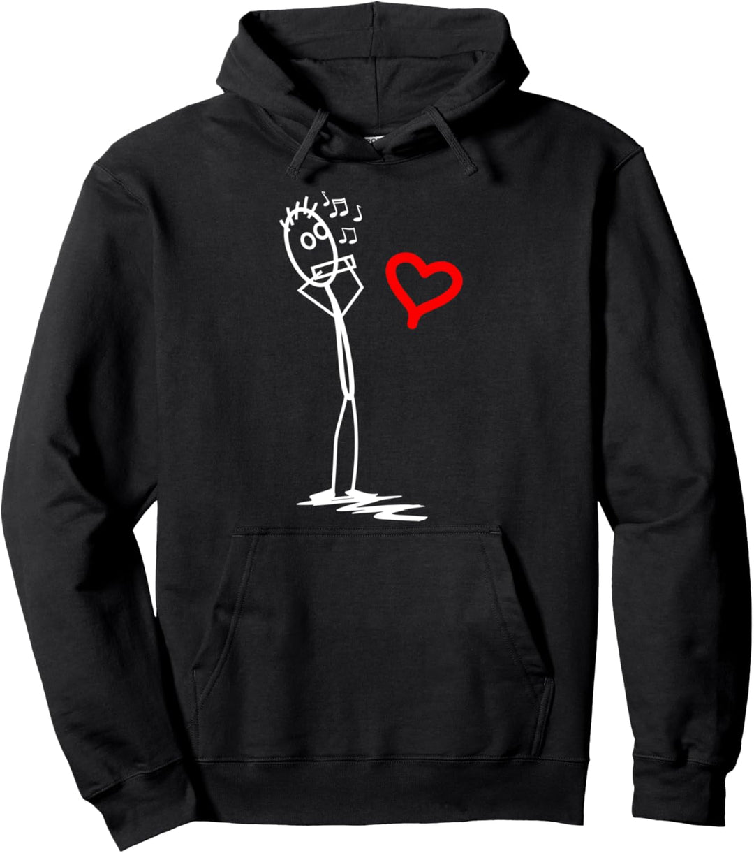Mundharmonika Spieler Strichmännchen Pullover Hoodie