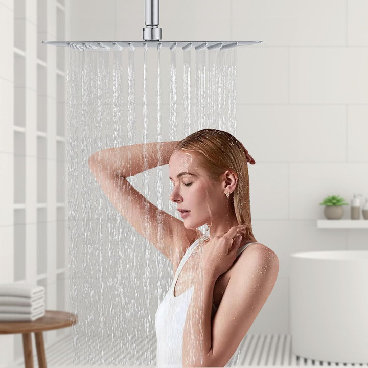 DETBOM 16 Zoll Regendusche quadratischer Duschkopf aus Edelstahl 304, Anti-Kalk-Düsen Duschkopf Wass