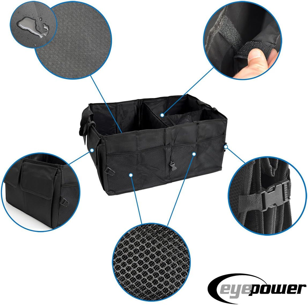 EYEPOWER Kofferraumtasche Auto Organizer – faltbare Aufbewahrungsbox 56×40×24 cm – robuste Autozubeh