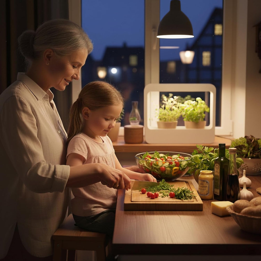 Romberg Homegarden mit LED-Beleuchtung | Zimmergewächshaus | Minigewächshaus | Weiss | 50.5 x 21 x 4