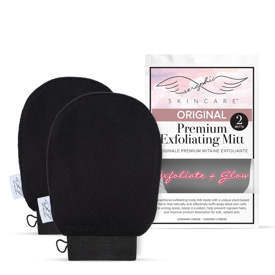 Seraphic Skincare (Original) Premium Exfoliating Mitt for Body (2 pc) – veganes Körperpeeling