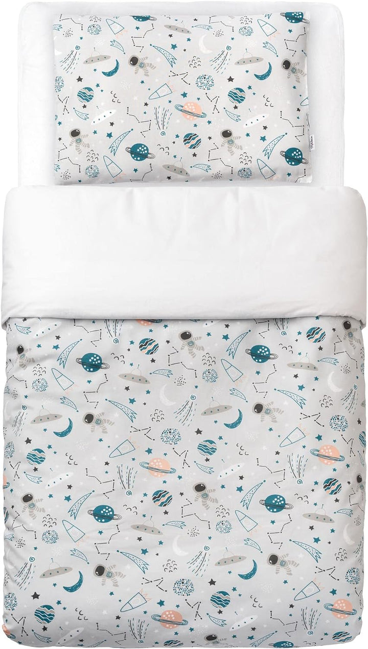 FlyIdeas Baby Bettwäsche Komplett Set 100x135 cm, 100% Reine Zert. Baumwolle Baby Decken Set mit Kis