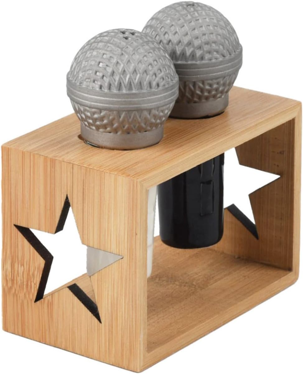 Mikrofon Salt & Pepper Shaker | Die coolen Gewürzstreuer in Mikrofon Optik | Keramik- Salz und Pfeff