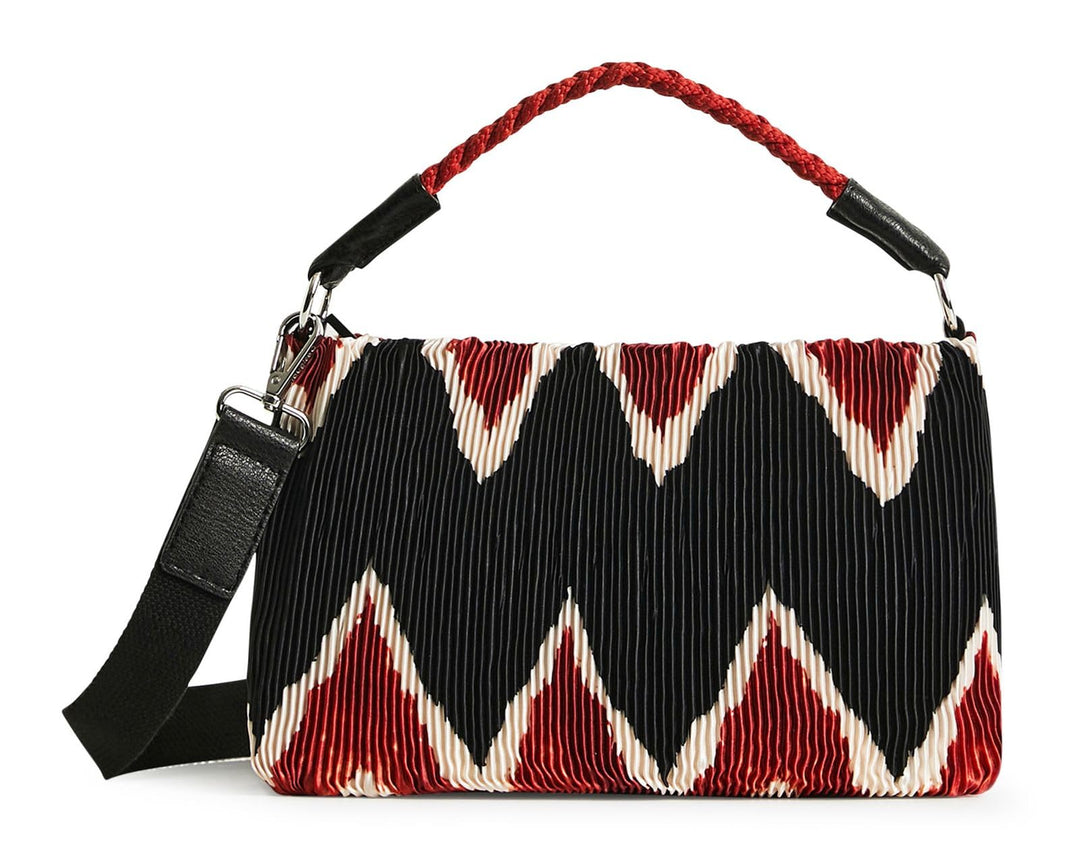 Desigual Womens BOLS_Zigzag Pleated Otter Across Body Bag, Black, One Size