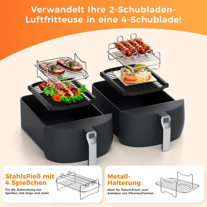 17PCS Zubehör Heissluftfritteuse für Ninja Foodi AF400EU AF300EU AF500EU, 7.6L-9.5L und meisten Dual