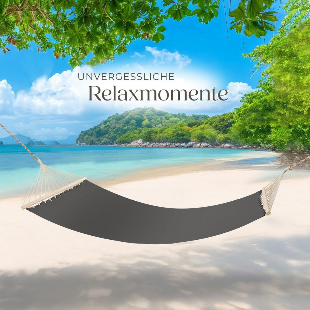 tectake® Doppel Hängematte Outdoor, XXL Stoff Schaukeltuch, Sonnenliege 2 Personen inkl. Kissen, Sch