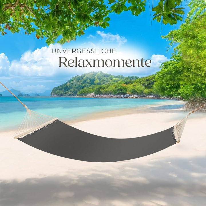 tectake® Doppel Hängematte Outdoor, XXL Stoff Schaukeltuch, Sonnenliege 2 Personen inkl. Kissen, Sch
