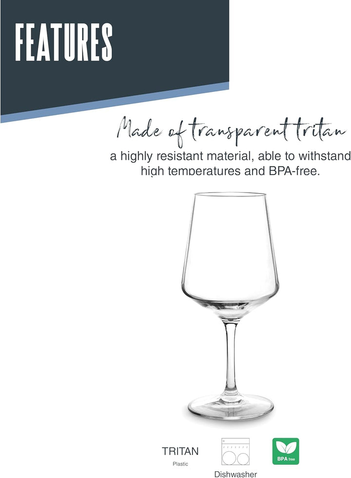 LACOR 63144 63144-Set mit 6 Weingläsern, Tritan, rot Rotweingläser, Rotweingläser