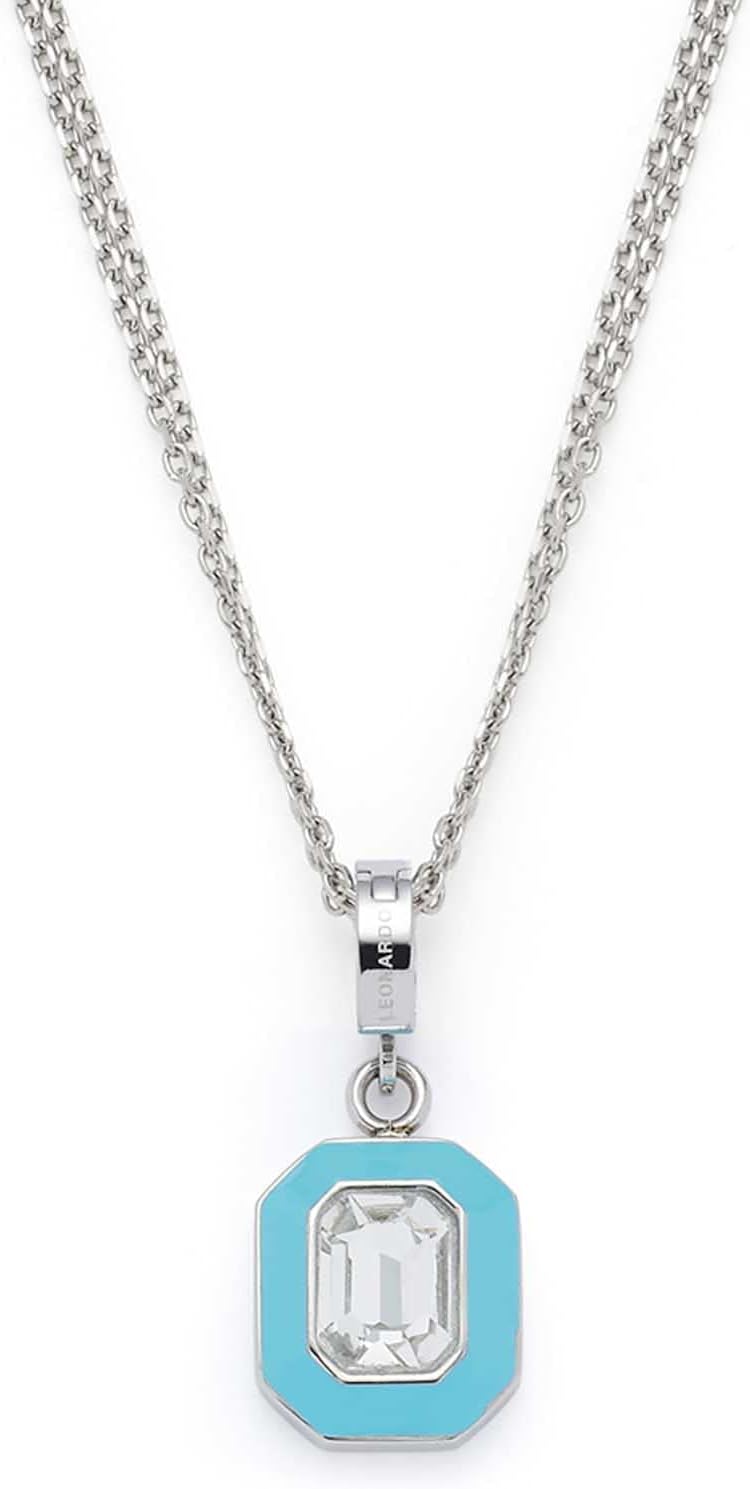 Leonardo Jewels Halskette Gigi, Kette aus Edelstahl mit Anhänger, Glas-Kristall, blau, silber, 45-50