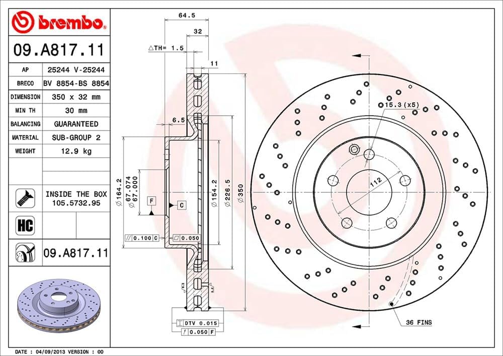 Brembo 09.A817.11 COATED DISC LINE Bremsscheibe - 1 Stück