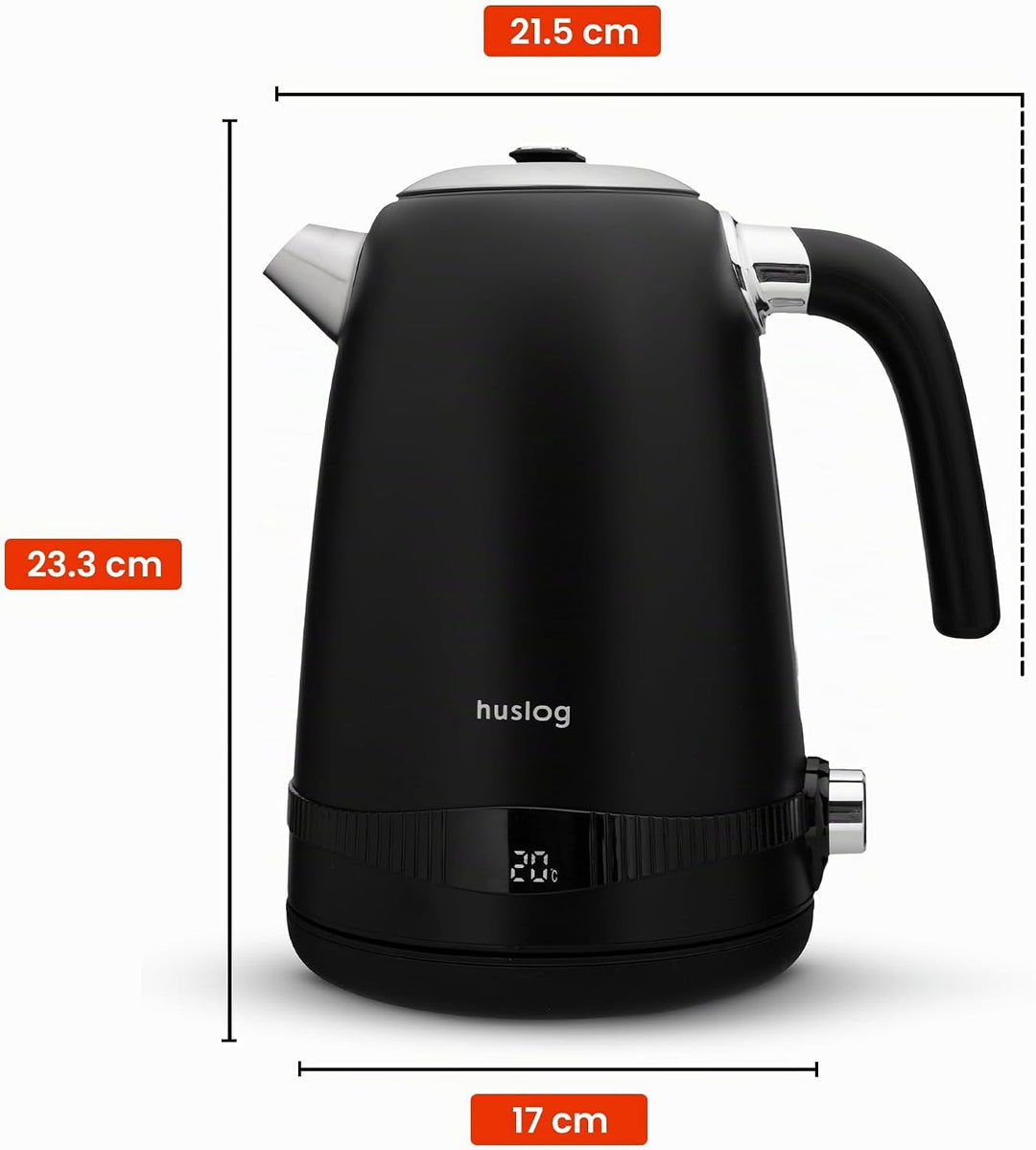 Wasserkocher Retro 1,7L 2200W mit Temperaturregelung, LCD-Display, 7 Temperaturstufen 40-100°C, Cool