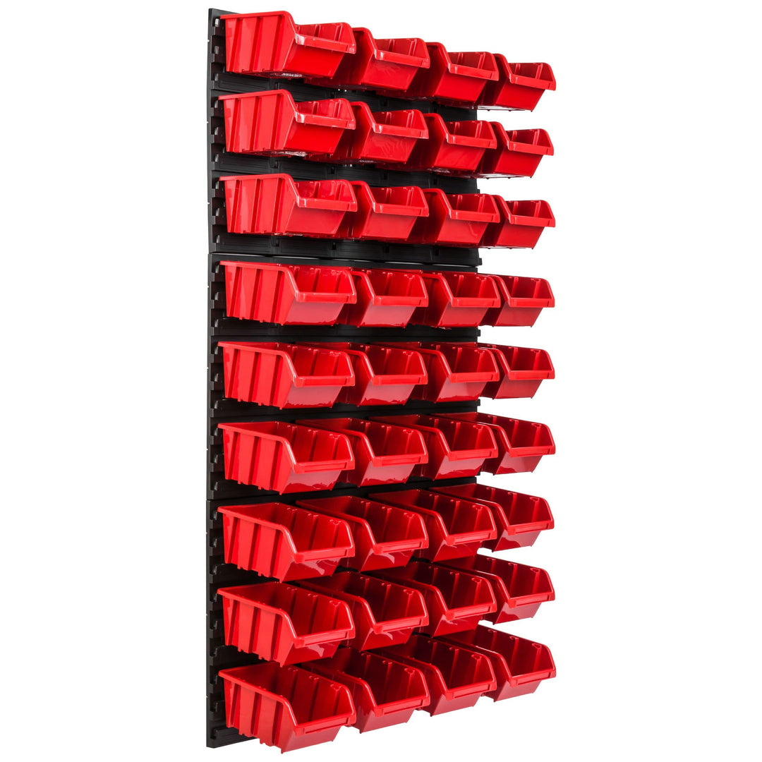 Lagersystem Werkstattregal | 57 x 116 cm | 36 stck. Box | Wandregal mit Stapelboxen - Wandplatten Ex