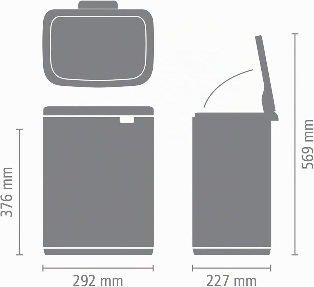 Brabantia - Bo Abfalleimer 12L - Abfalleimer, stilvoll &amp; praktisch - Deckel öffnet leicht, schliesst